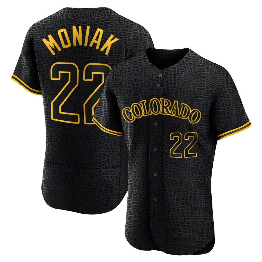 Arlishia C.Rockies #22 Mickey Moniak Player Black Snake Skin City Limited Elite Home Stitched Jerseys