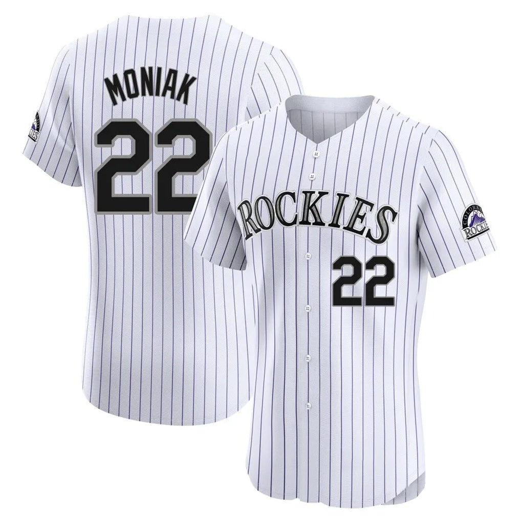 Arlishia C.Rockies #22 Mickey Moniak Player White Limited Elite Home Stitched Jerseys