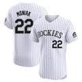 Arlishia C.Rockies #22 Mickey Moniak Player White Limited Elite Home Stitched Jerseys