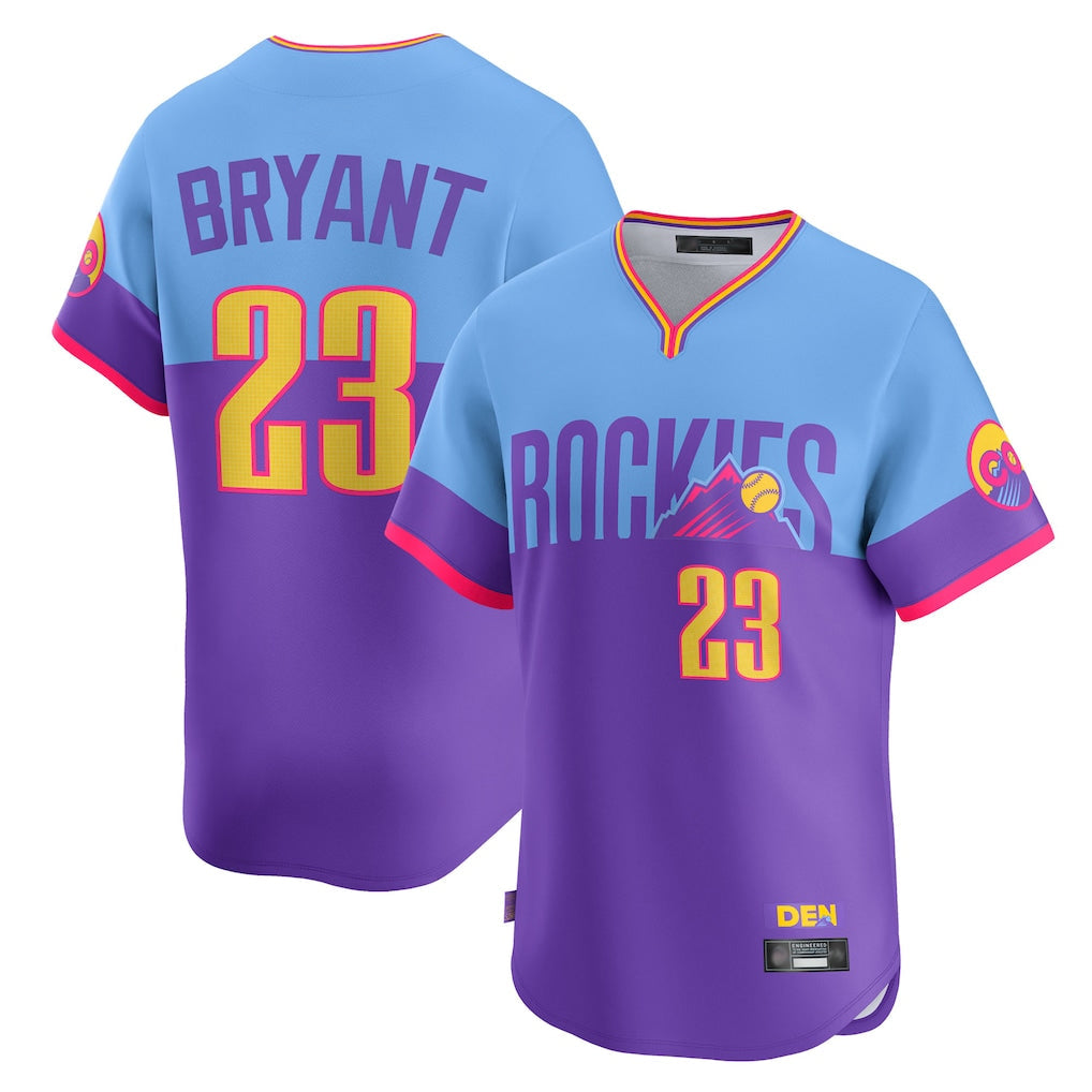 Arlishia C.Rockies #23 Kris Bryant Player Purple-Light Blue City Connect Limited Home T-shirt Stitched Jerseys