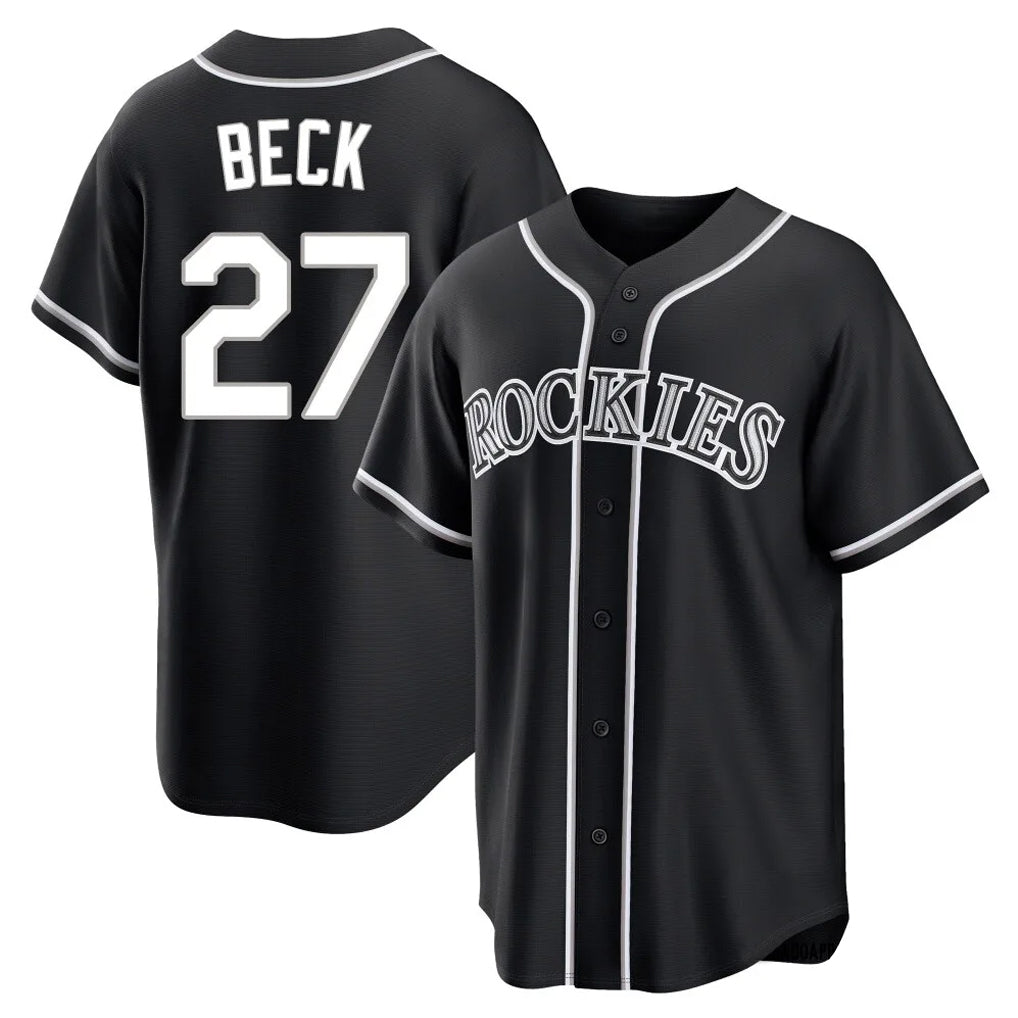 Arlishia C.Rockies #27 Jordan Beck Player Black Fashion Out Home Game Stitched Jerseys