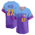 Arlishia C.Rockies #27 Jordan Beck Player Purple-Light Blue City Connect Limited Home T-shirt Stitched Jerseys