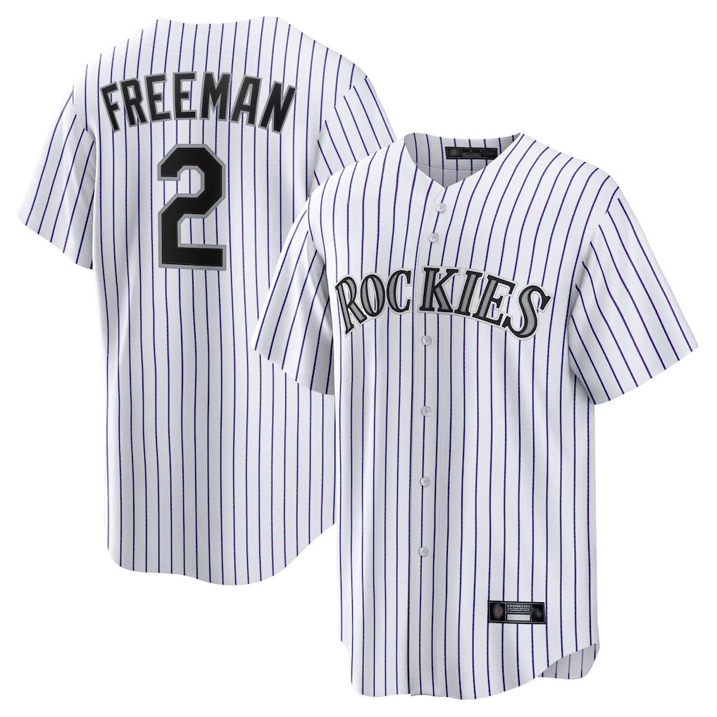 Arlishia C.Rockies #2 Tyler Freeman Player White Game Home Stitched Jerseys