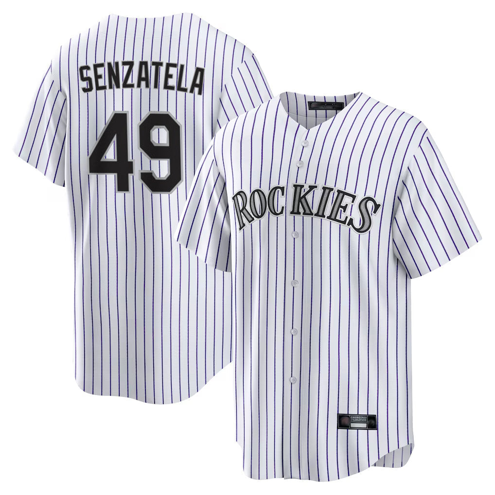 Arlishia C.Rockies #49 Antonio Senzatela Player White Game Home Stitched Jerseys