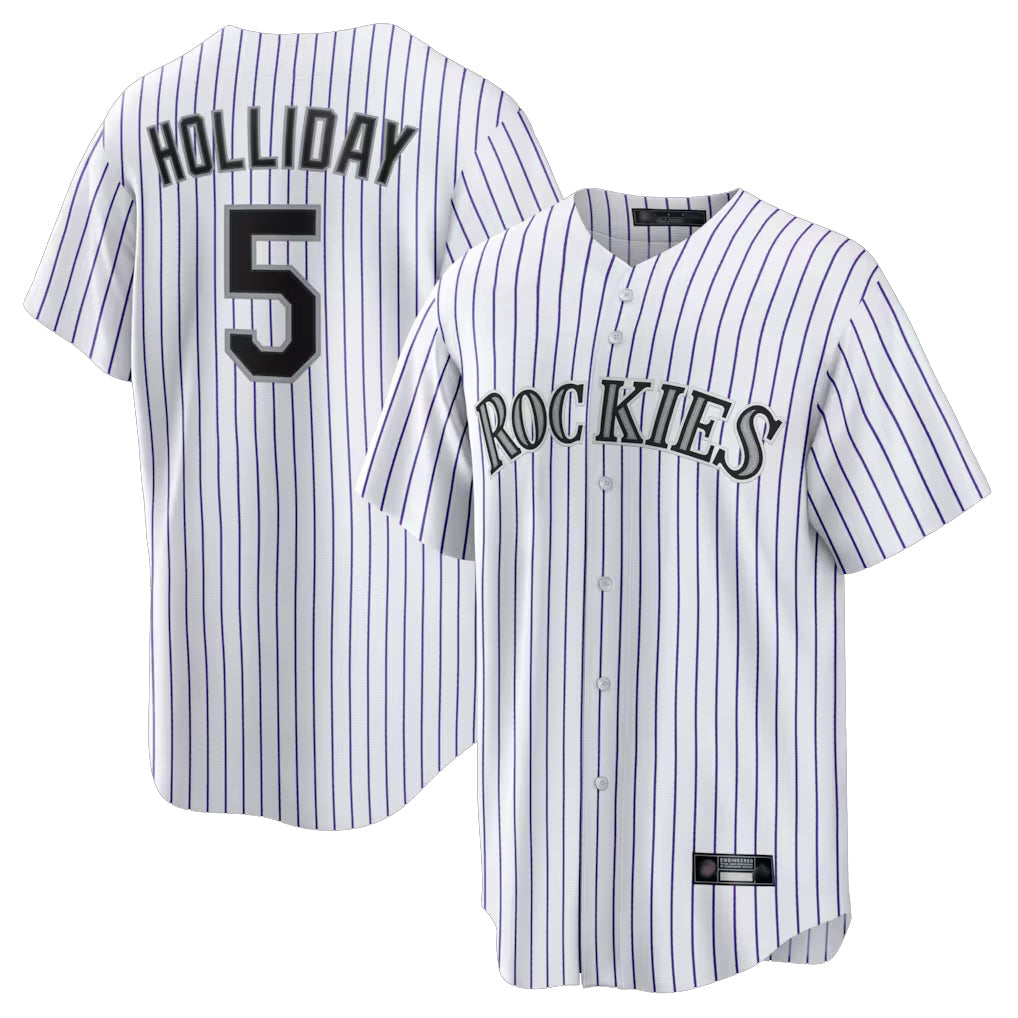 Arlishia C.Rockies #5 Matt Holliday Player White Game Home Stitched Jerseys