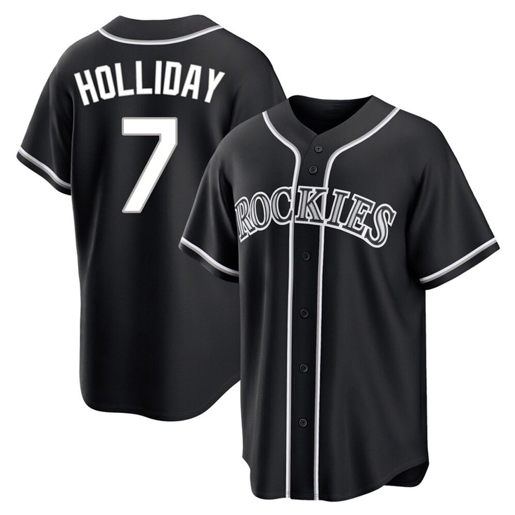Arlishia C.Rockies #7 Matt Holliday Player Black Fashion Out Home Game Stitched Jerseys