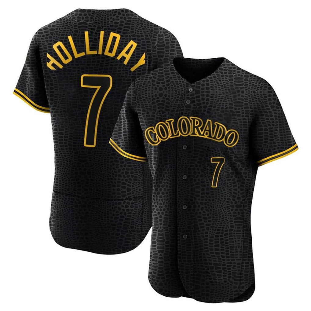 Arlishia C.Rockies #7 Matt Holliday Player Black Snake Skin City Limited Elite Home Stitched Jerseys