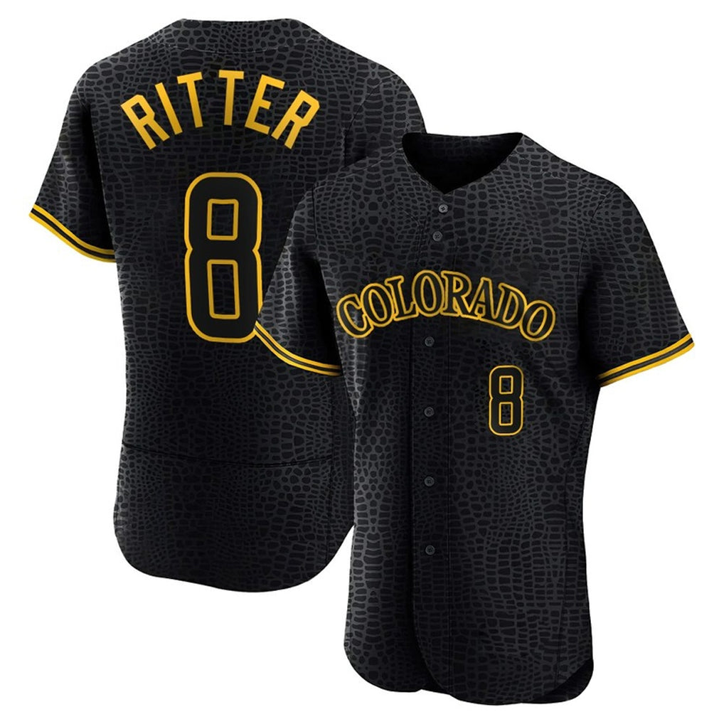 Johmsee C.Rockies #8 Ryan Ritter Player Black Snake Skin City Limited Elite Home Stitched Jerseys