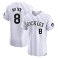 Johmsee C.Rockies #8 Ryan Ritter Player White Limited Elite Home Stitched Jerseys