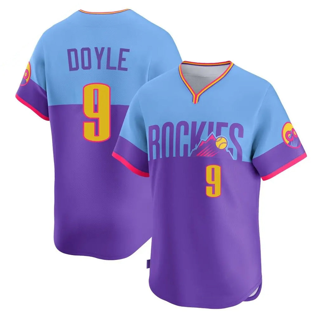 Arlishia C.Rockies #9 Brenton Doyle Player Purple-Light Blue City Connect Limited Home T-shirt Stitched Jerseys
