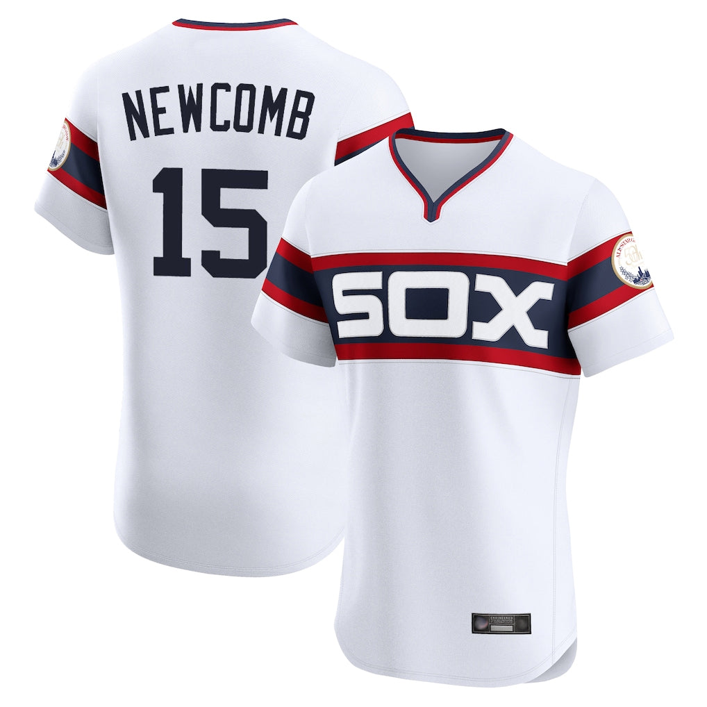 Arlishia C.White Sox #15 Sean Newcomb Player White T-shirt Limited Elite Home Stitched Jerseys