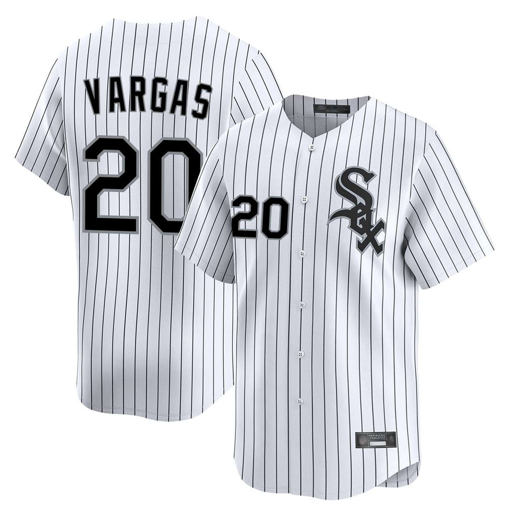 Arlishia C.White Sox #20 Miguel Vargas Player White Stripe Limited Home Stitched Jerseys