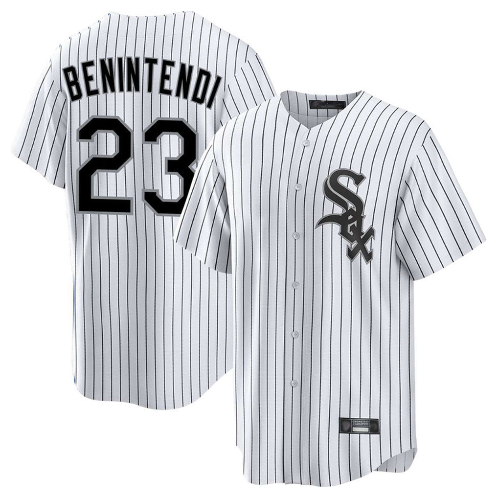 Arlishia C.White Sox #23 Andrew Benintendi Player White Stripe Home Game Stitched Jerseys