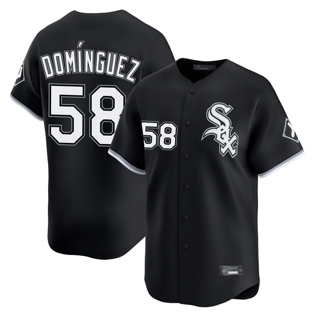 Arlishia C.White Sox #58 Seranthony Dom¨ªnguez Player Black Limited Home Stitched Jerseys