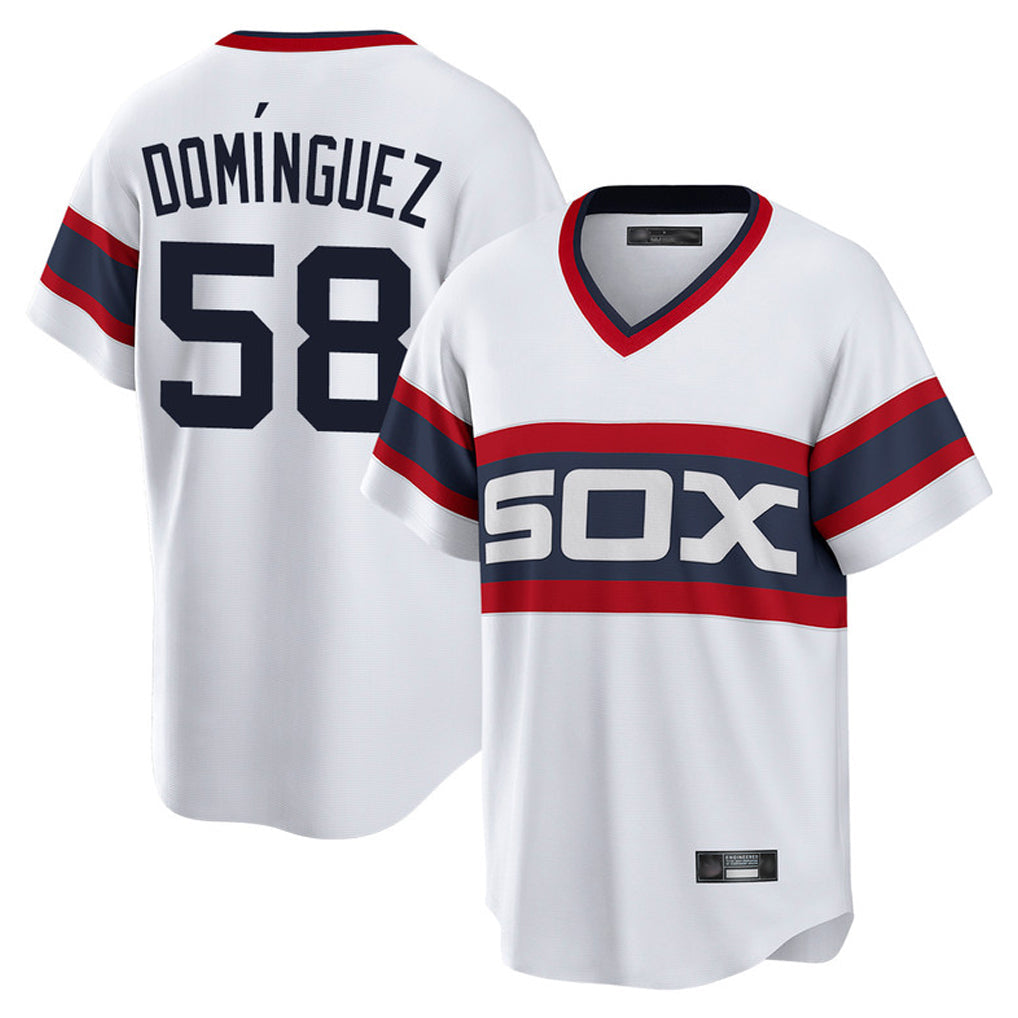 Arlishia C.White Sox #58 Seranthony Dom¨ªnguez Player White T-shirt Home Game Stitched Jerseys
