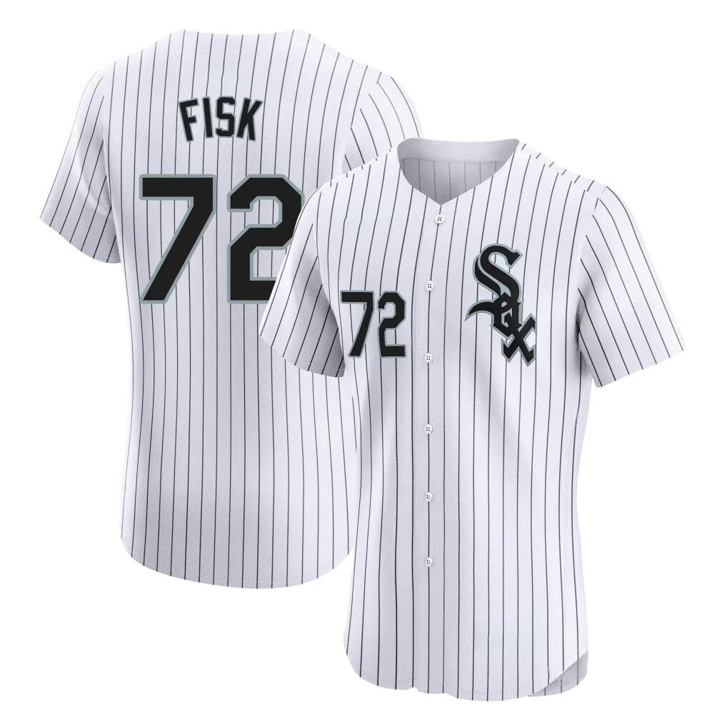 Arlishia C.White Sox #72 Carlton Fisk Player White Stripe Limited Elite Home Stitched Jerseys