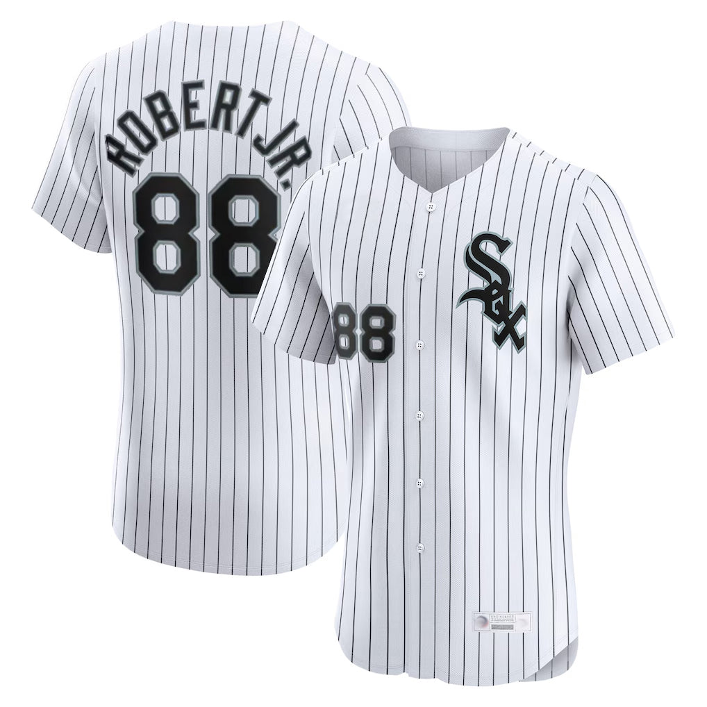 Arlishia C.White Sox #88 Luis Robert Jr Player White Stripe Limited Elite Home Stitched Jerseys
