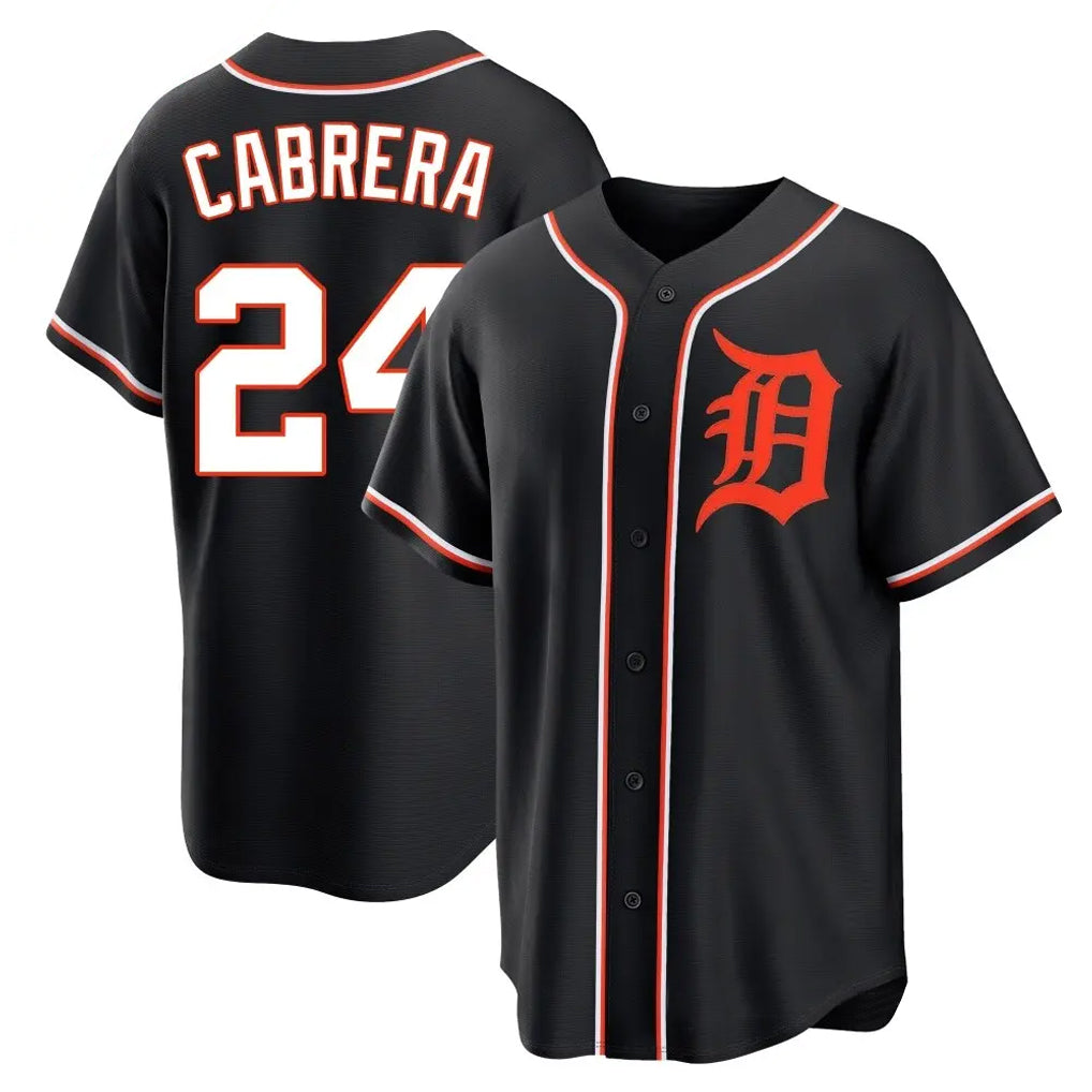 Arlishia D.Tigers #24 Miguel Cabrera Player Black Fashion Out Home Game Stitched Jerseys