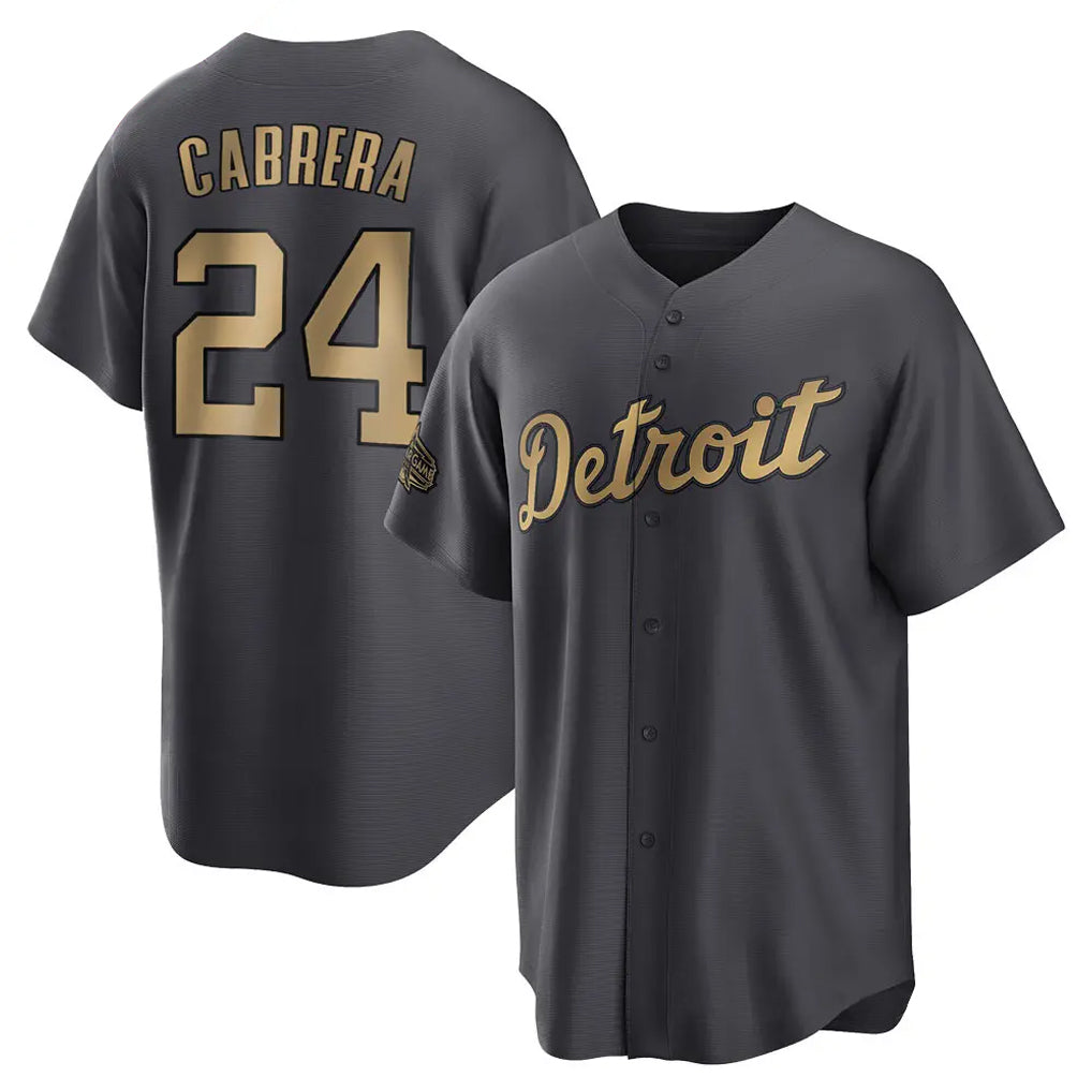 Arlishia D.Tigers #24 Miguel Cabrera Player Charcoal All-Star Home Game Stitched Jerseys