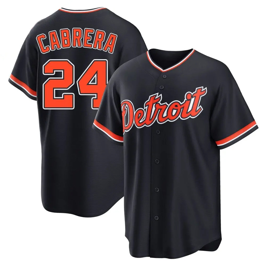 Arlishia D.Tigers #24 Miguel Cabrera Player Navy Home Game Stitched Jerseys