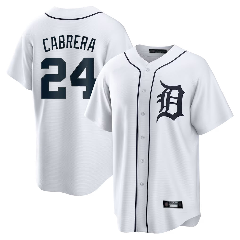 Arlishia D.Tigers #24 Miguel Cabrera Player White Home Game Stitched Jerseys