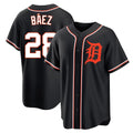 Arlishia D.Tigers #28 Javier B¨¢ez Player Black Fashion Out Home Game Stitched Jerseys