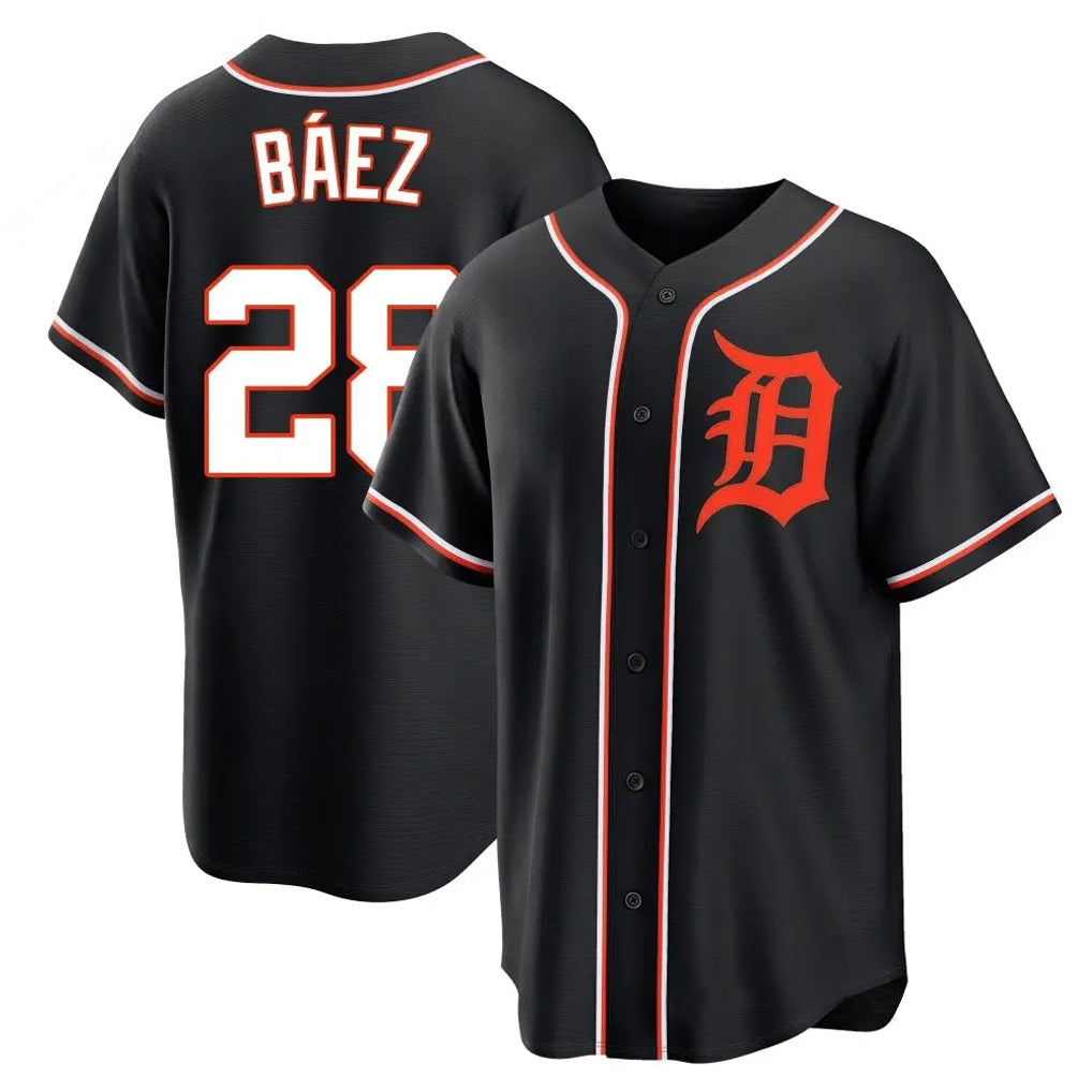 Arlishia D.Tigers #28 Javier B¨¢ez Player Black Fashion Out Home Game Stitched Jerseys