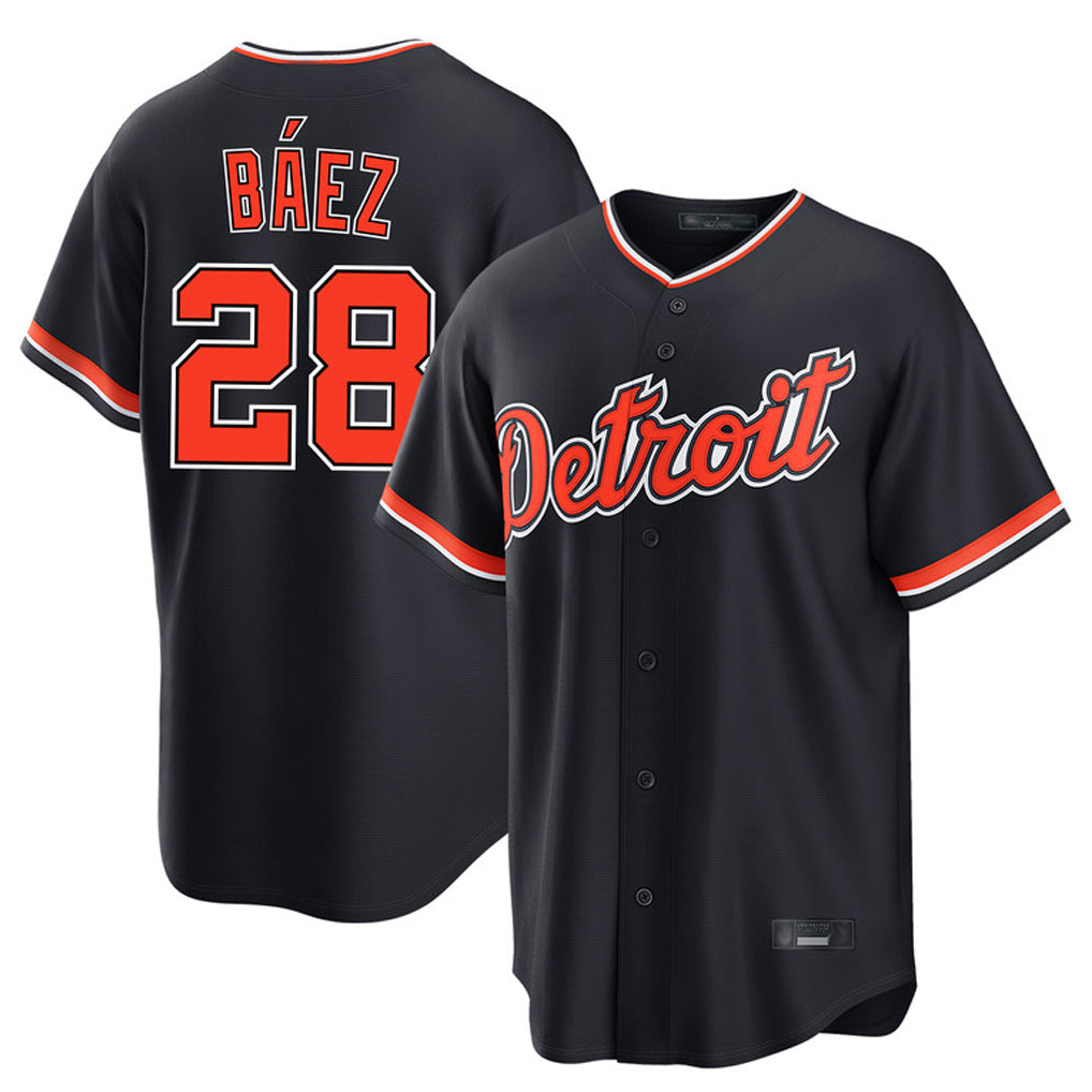 Arlishia D.Tigers #28 Javier B¨¢ez Player Navy Home Game Stitched Jerseys