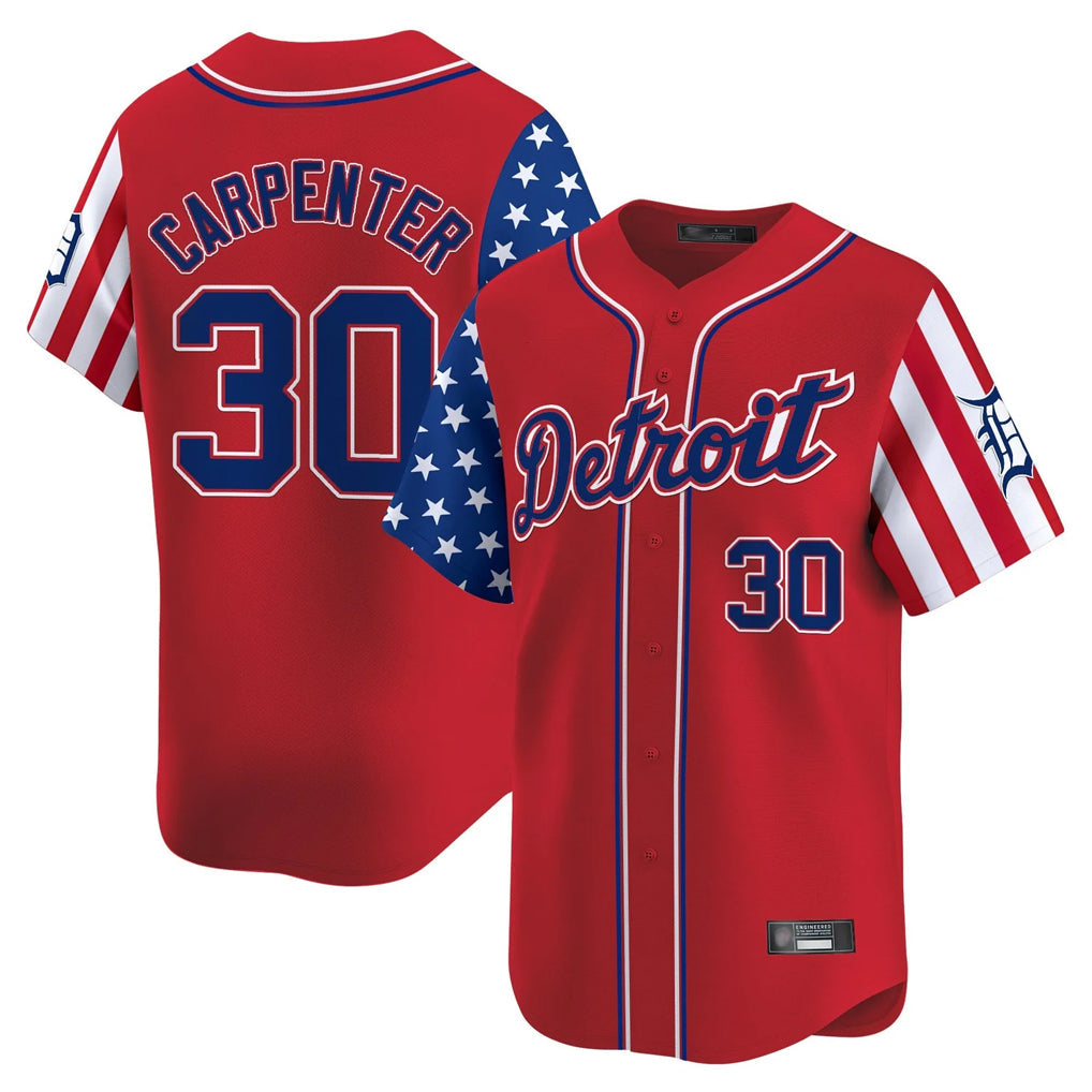 Arlishia D.Tigers #30 Kerry Carpenter Player Red Independence Day Vapor Premier Limited Stitched Jerseys
