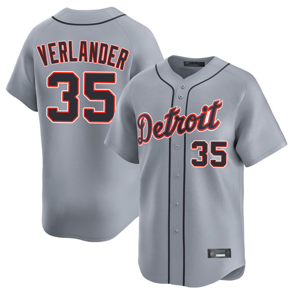 Arlishia D.Tigers #35 Justin Verlander Player Gray Home Limited Stitched Jerseys