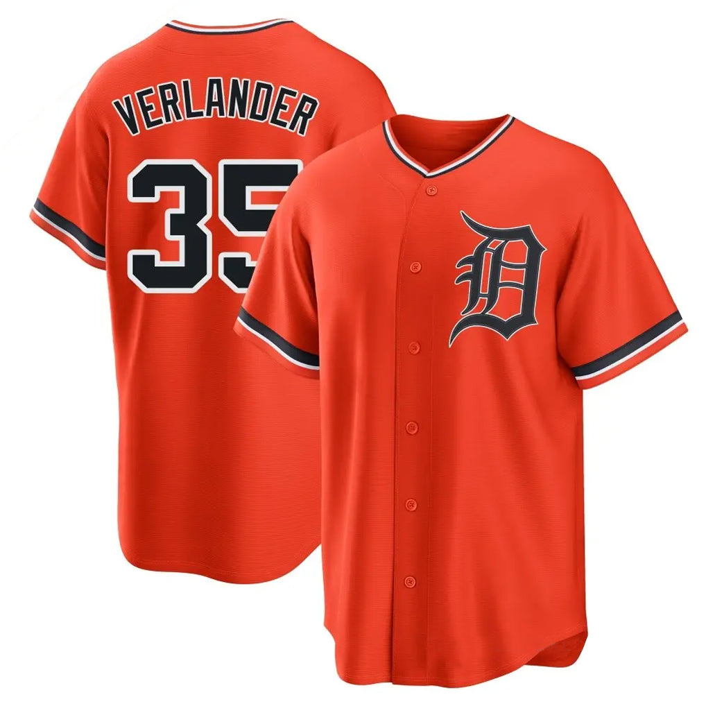 Arlishia D.Tigers #35 Justin Verlander Player Orange Home Game Stitched Jerseys