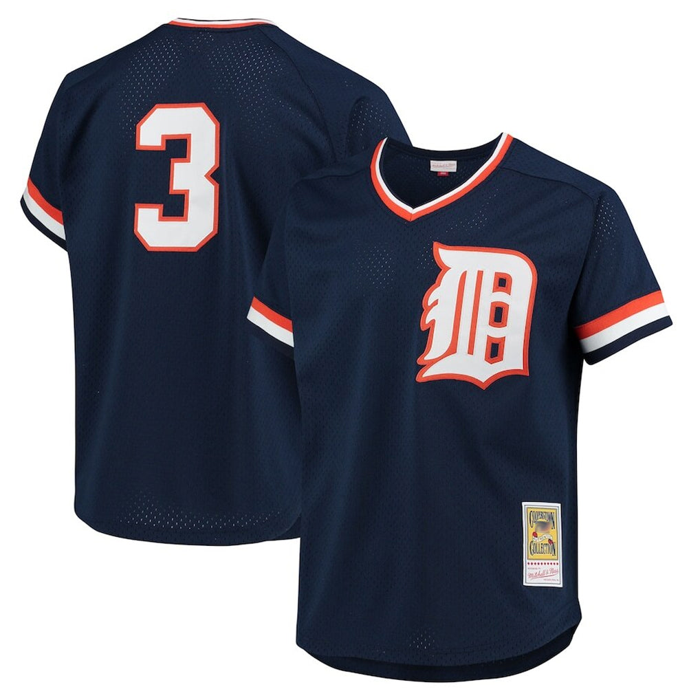 Arlishia D.Tigers #3 Alan Trammell Player Mitchell & Ness Navy 1984 Mesh Batting Practice  T-shirt Stitched Jerseys