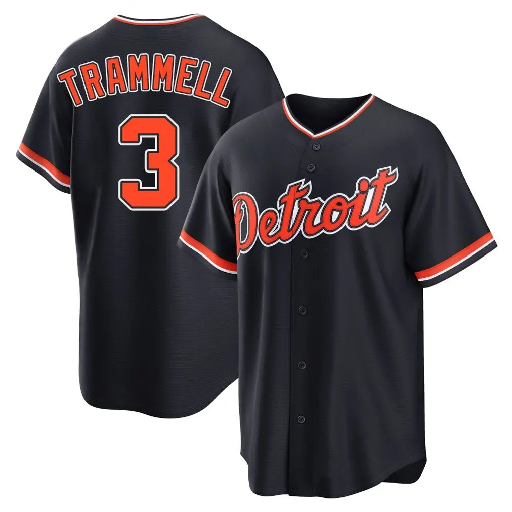 Arlishia D.Tigers #3 Alan Trammell Player Navy Home Game Stitched Jerseys