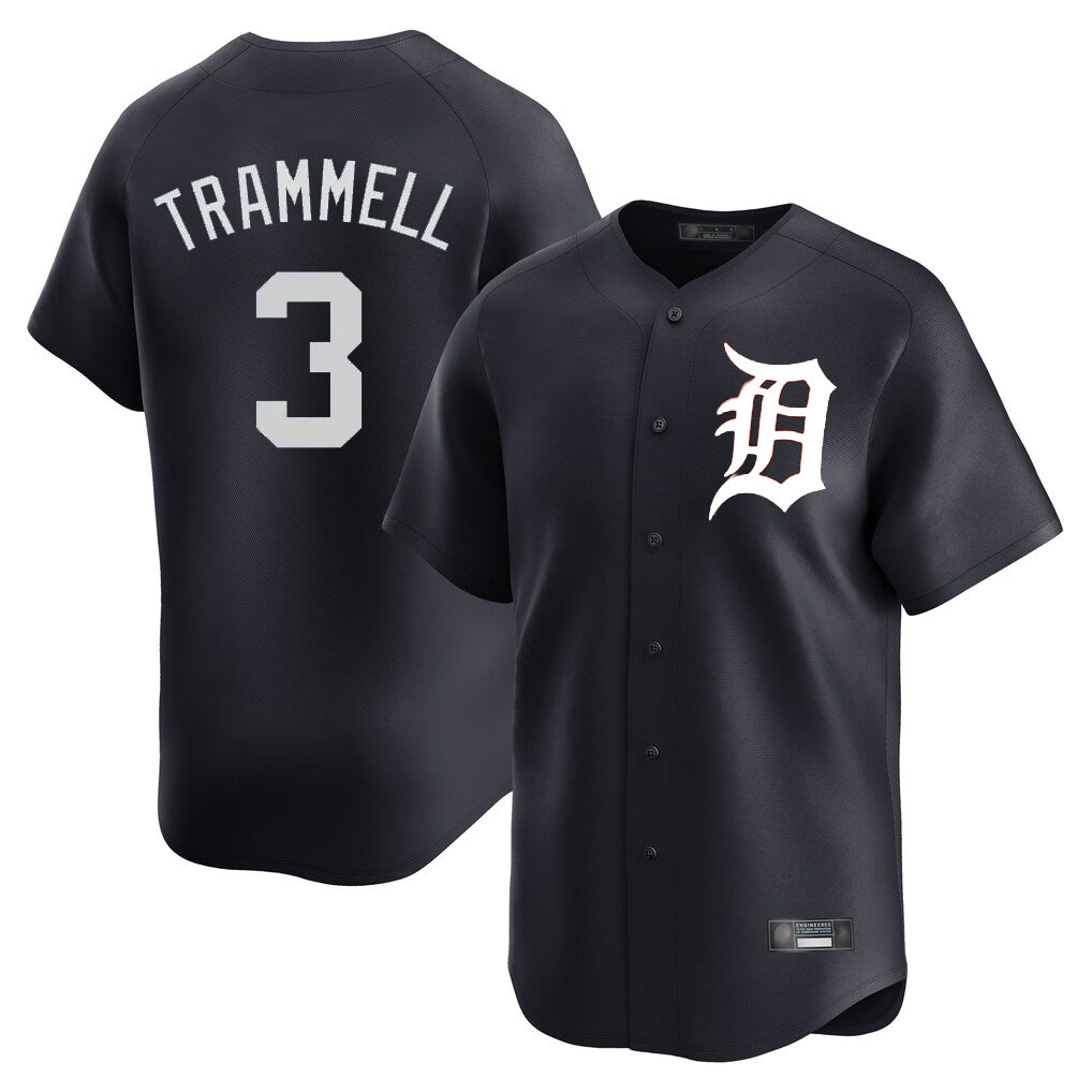 Arlishia D.Tigers #3 Alan Trammell Player Navy Home Limited Game Stitched Jerseys