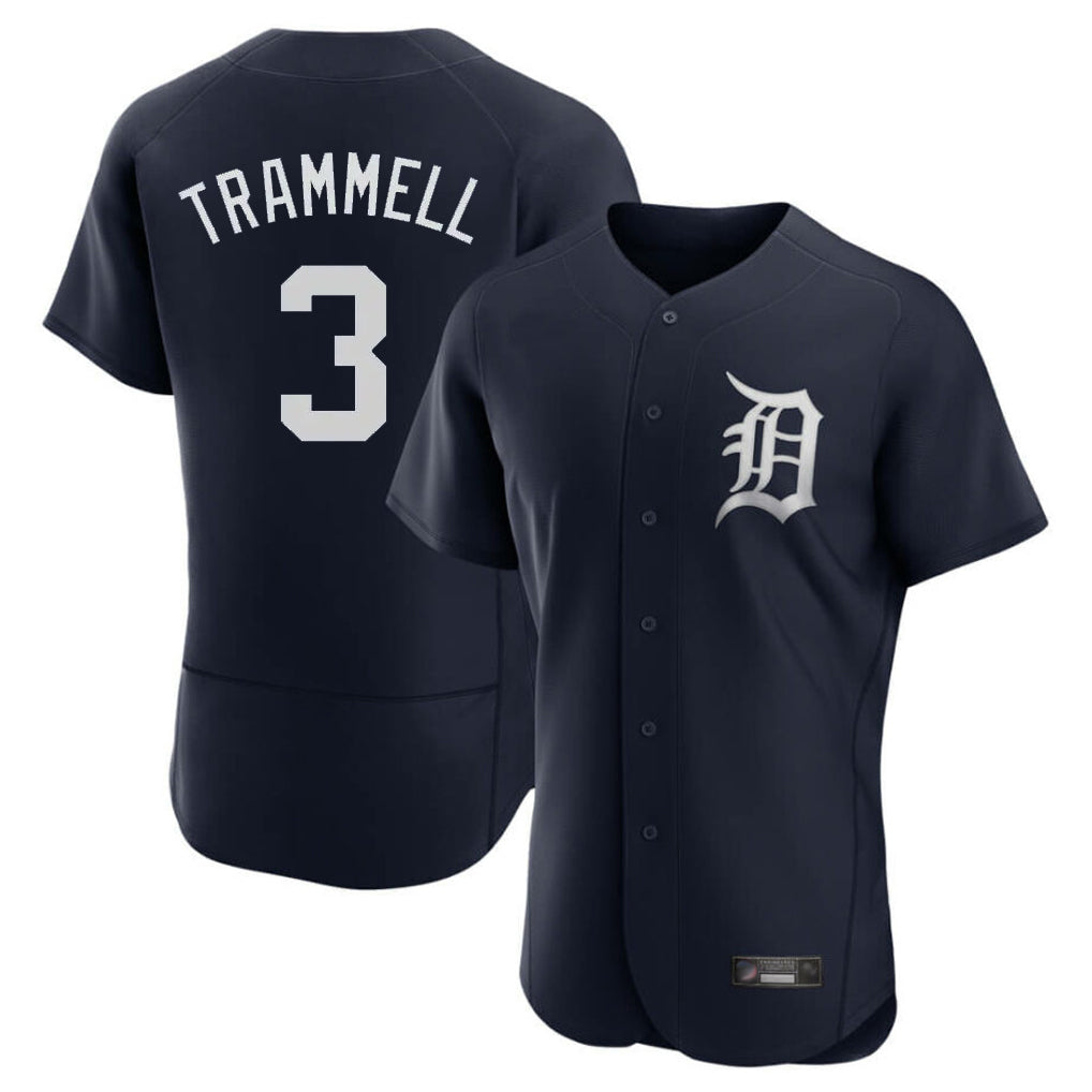 Arlishia D.Tigers #3 Alan Trammell Player Navy Limited Elite Home Stitched Jerseys