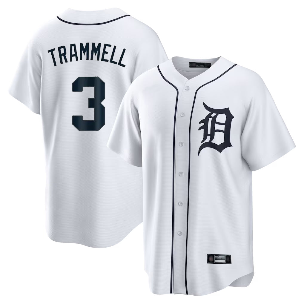 Arlishia D.Tigers #3 Alan Trammell Player White Home Game Stitched Jerseys