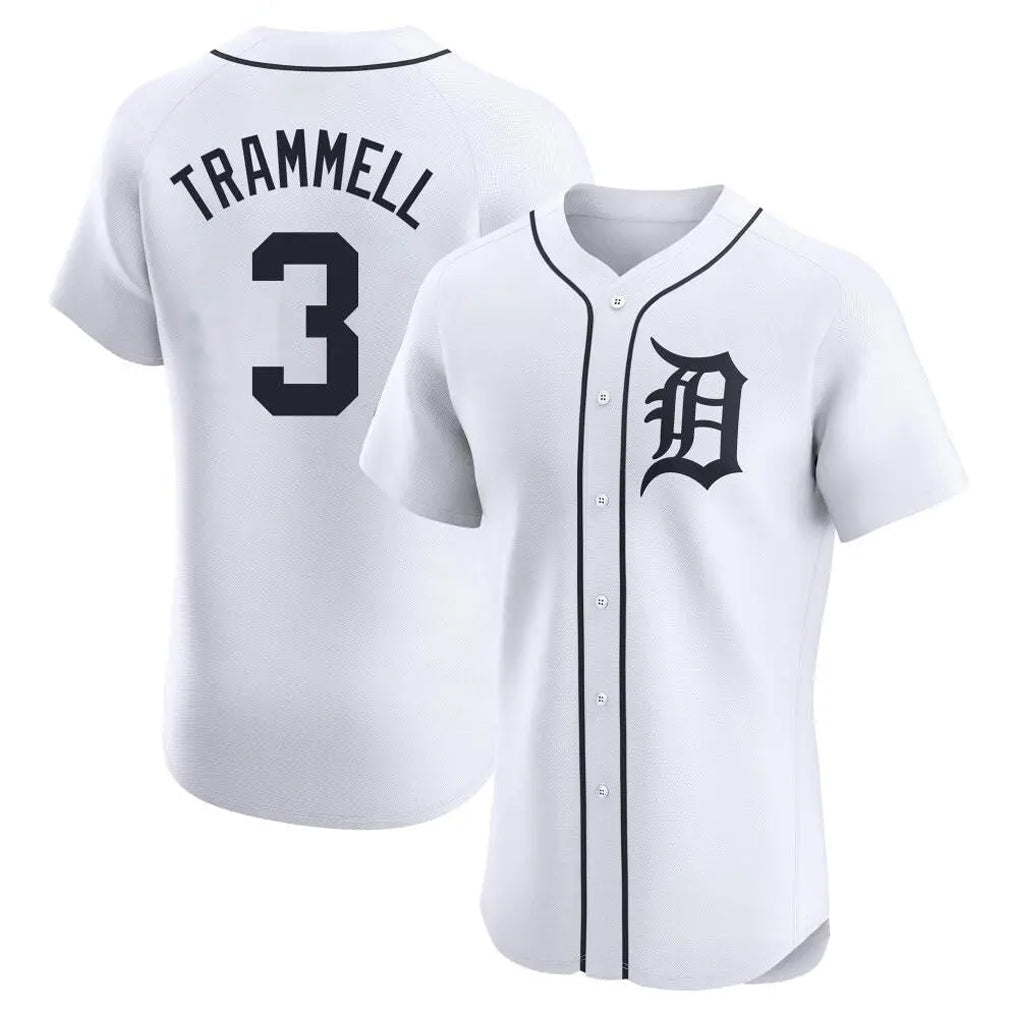 Arlishia D.Tigers #3 Alan Trammell Player White Limited Elite Home Stitched Jerseys