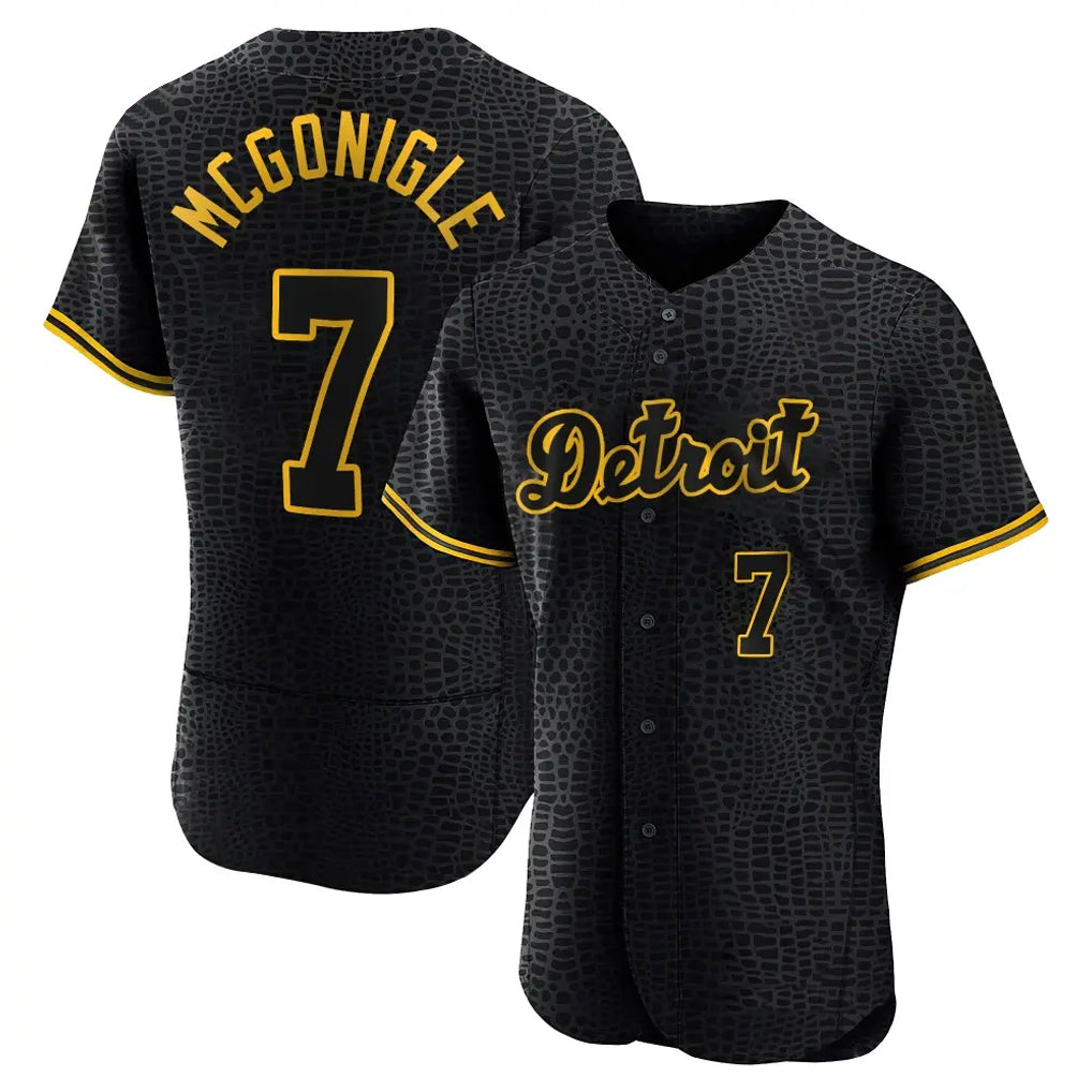 Arlishia D.Tigers #7 Kevin McGonigle Player Black Snake Skin City Limited Elite Home Stitched Jerseys