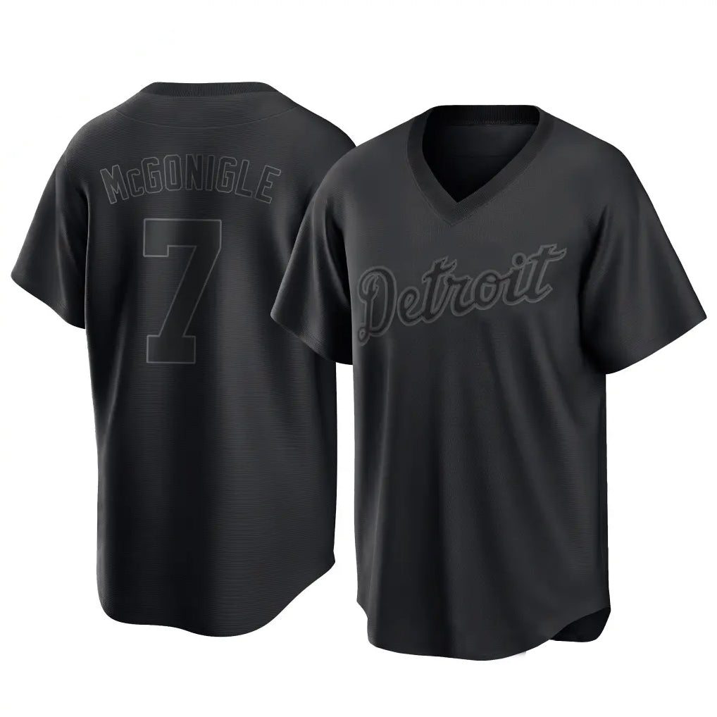 Arlishia D.Tigers #7 Kevin McGonigle Player Black T-shirt Home Game Stitched Jerseys