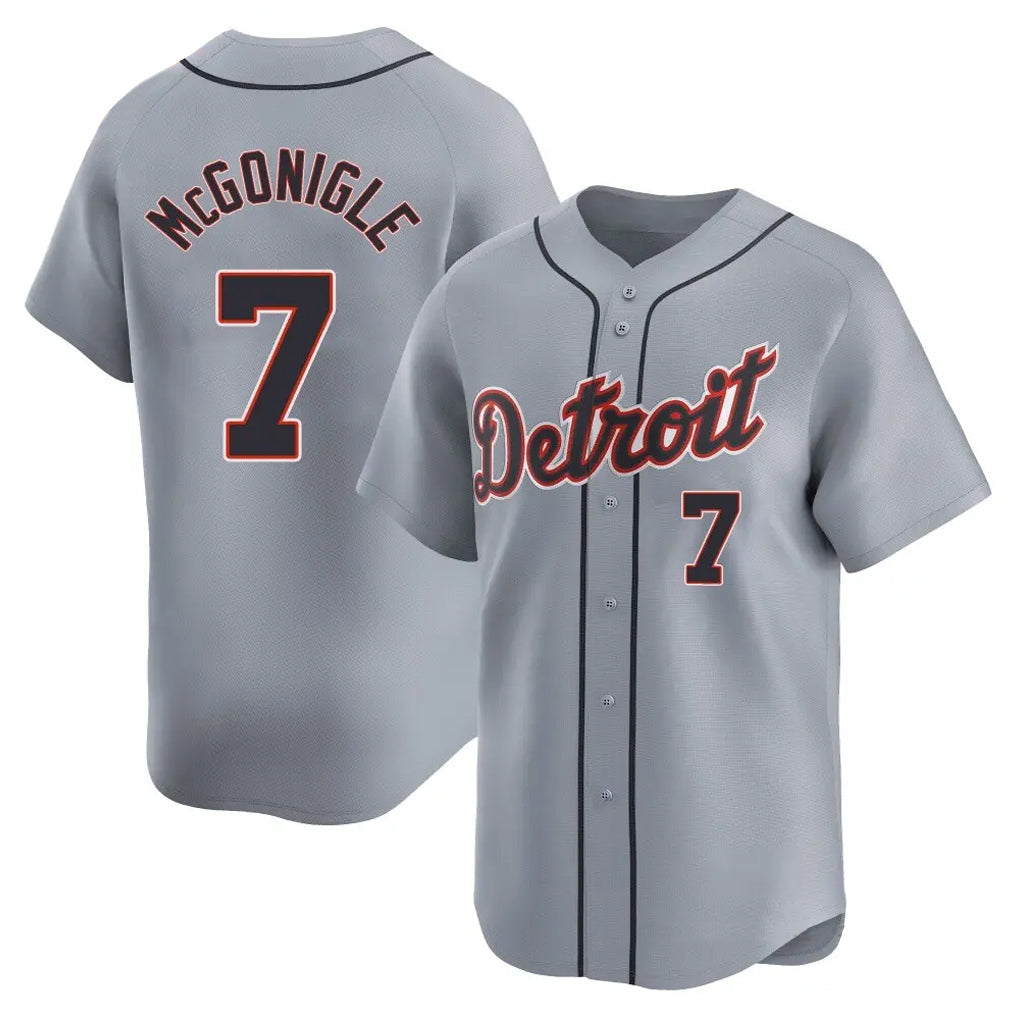 Arlishia D.Tigers #7 Kevin McGonigle Player Gray Home Limited Stitched Jerseys