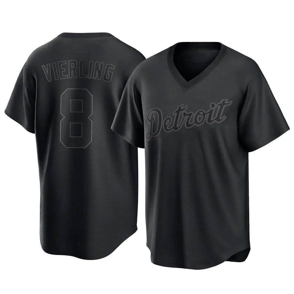 Arlishia D.Tigers #8 Matt Vierling Player Black T-shirt Home Game Stitched Jerseys