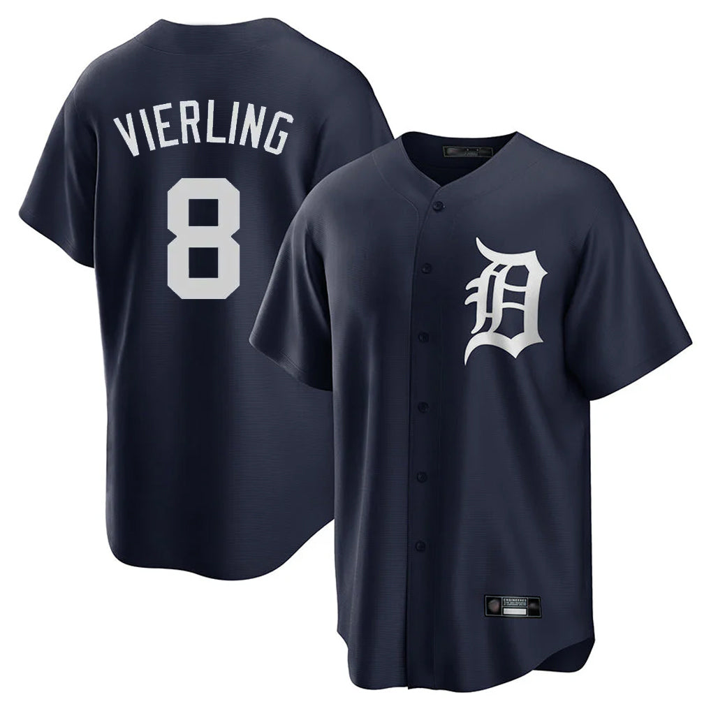 Arlishia D.Tigers #8 Matt Vierling Player Navy Game Home Stitched Jerseys