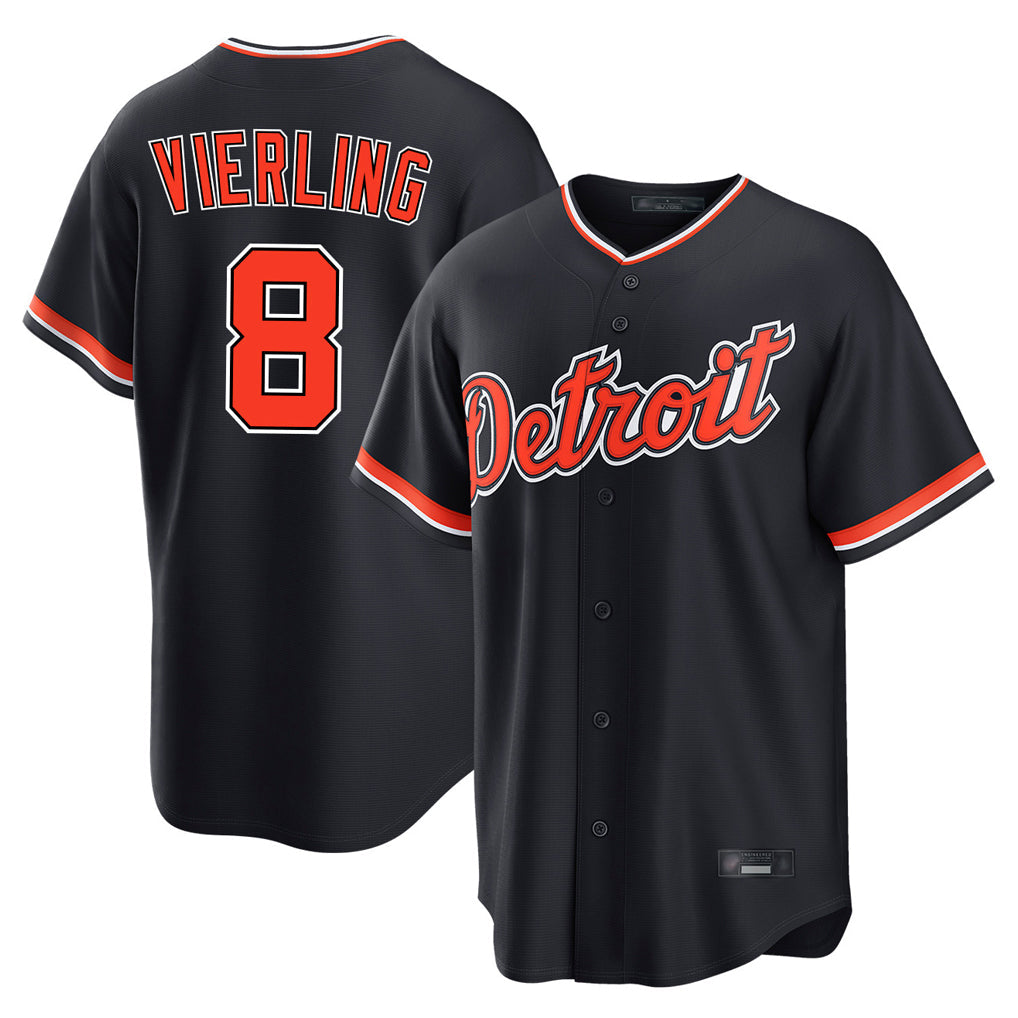 Arlishia D.Tigers #8 Matt Vierling Player Navy Home Game Stitched Jerseys