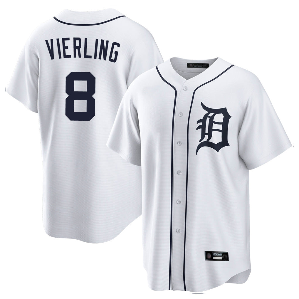 Arlishia D.Tigers #8 Matt Vierling Player White Home Game Stitched Jerseys
