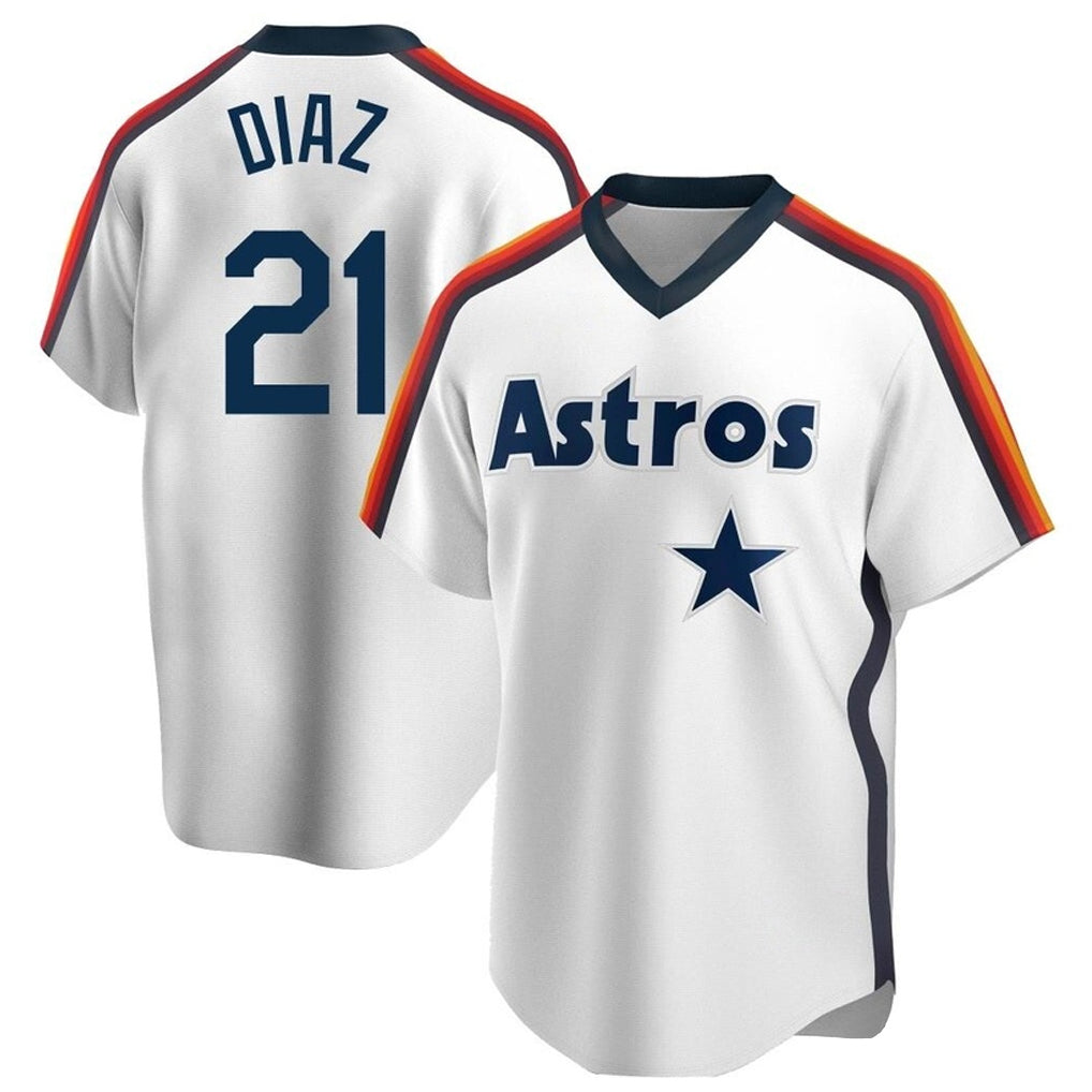 Arlishia H.Astros #21 Yainer Diaz Player White Cooperstown Collection T-shirt Stitched Jerseys