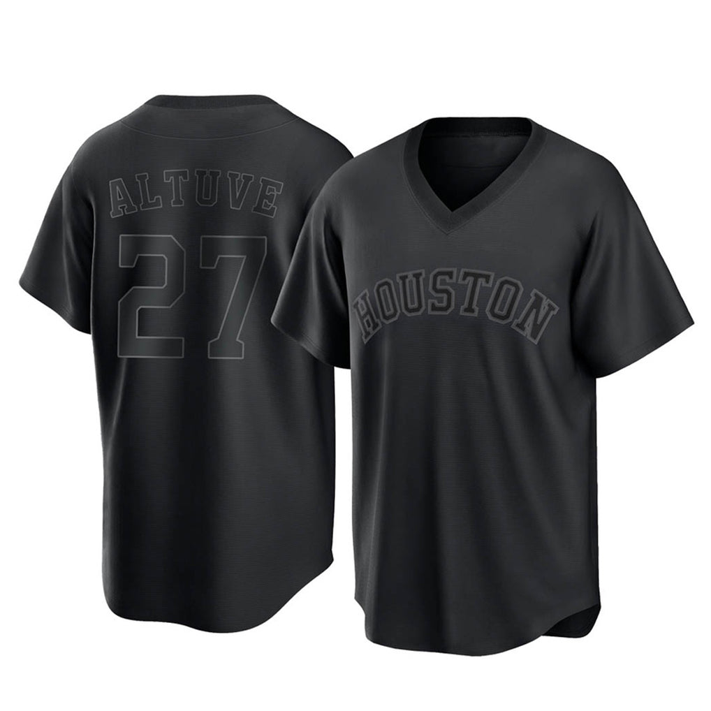 Arlishia H.Astros #27 Jose Altuve Player Black Fashion T-shirt Home Game Stitched Jerseys