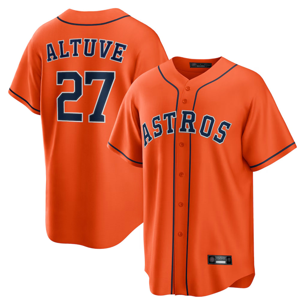 Arlishia H.Astros #27 Jose Altuve Player Orange Home Game Stitched Jerseys