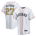 Arlishia H.Astros #27 Jose Altuve Player White Gold Collection Game Home Stitched Jerseys