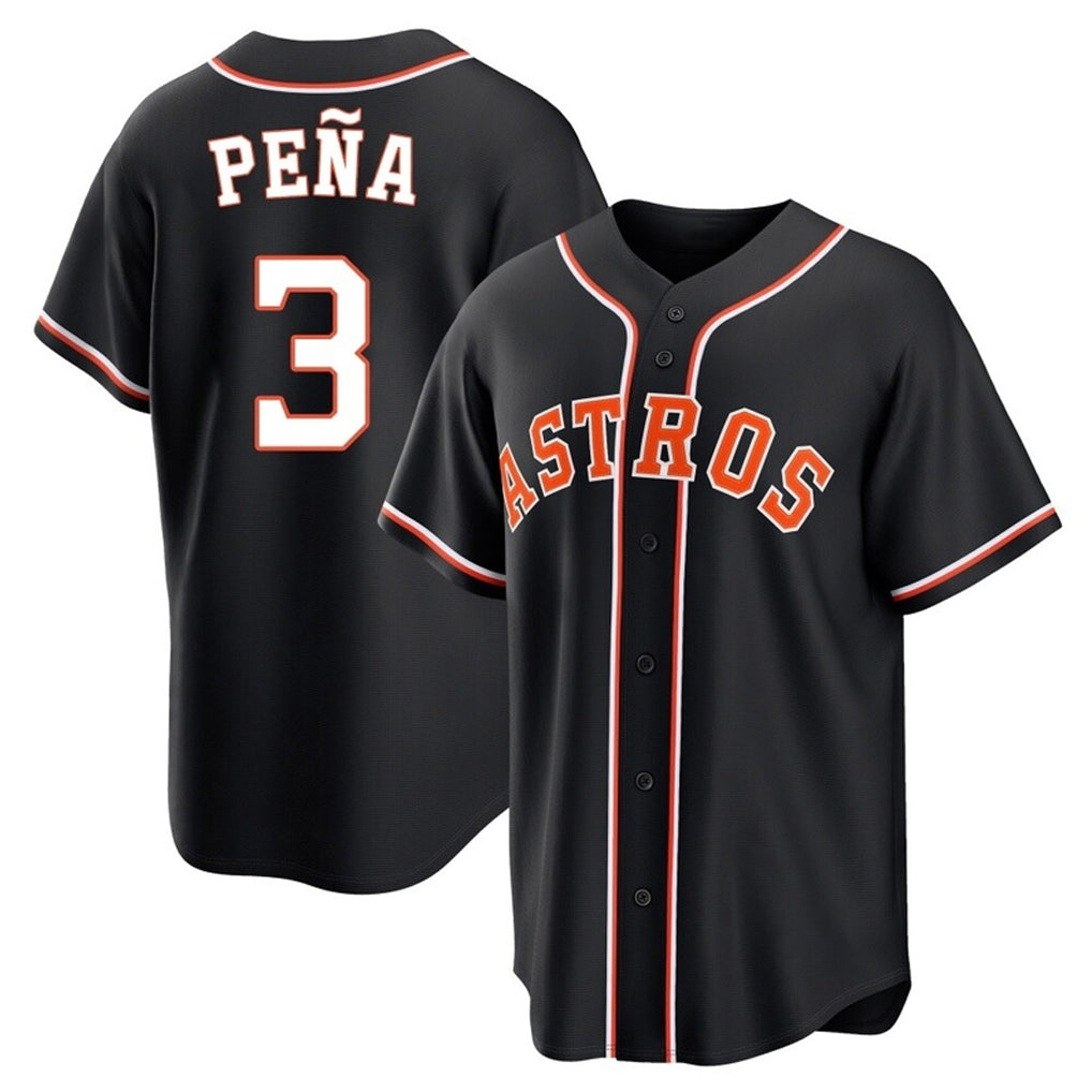 Arlishia H.Astros #3 Jeremy Pe?a Player Black Fashion Out Home Game Stitched Jerseys