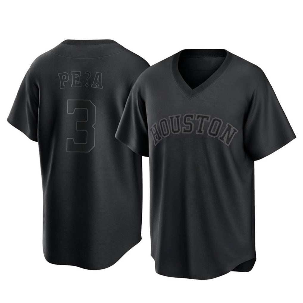 Arlishia H.Astros #3 Jeremy Pe?a Player Black Fashion T-shirt Home Game Stitched Jerseys